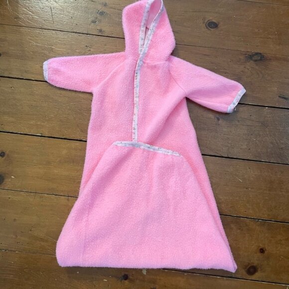 Vintage 80s Infant Bunting Bag Pink Fleece Baby Blanket Sleeper - Picture 2 of 8